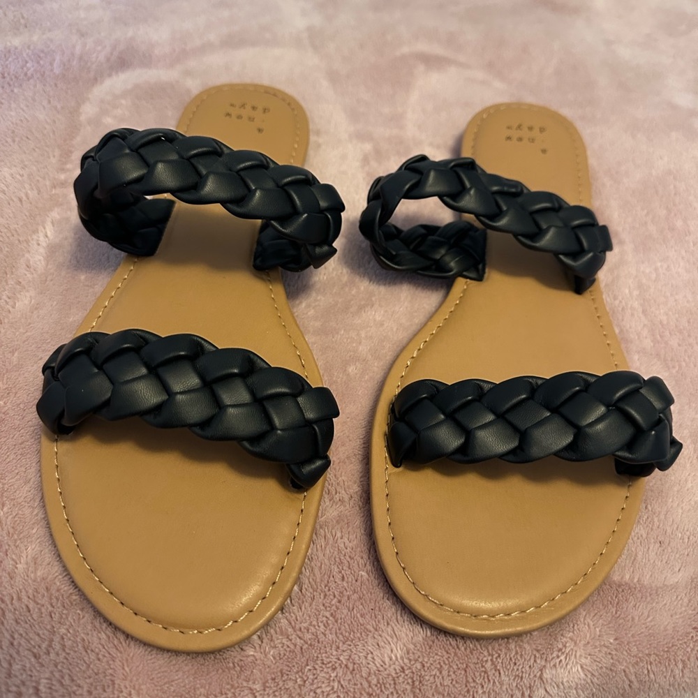Target A New Day Black Braided Sandal Size 9 Wide NWOT - Picture 3 of 4